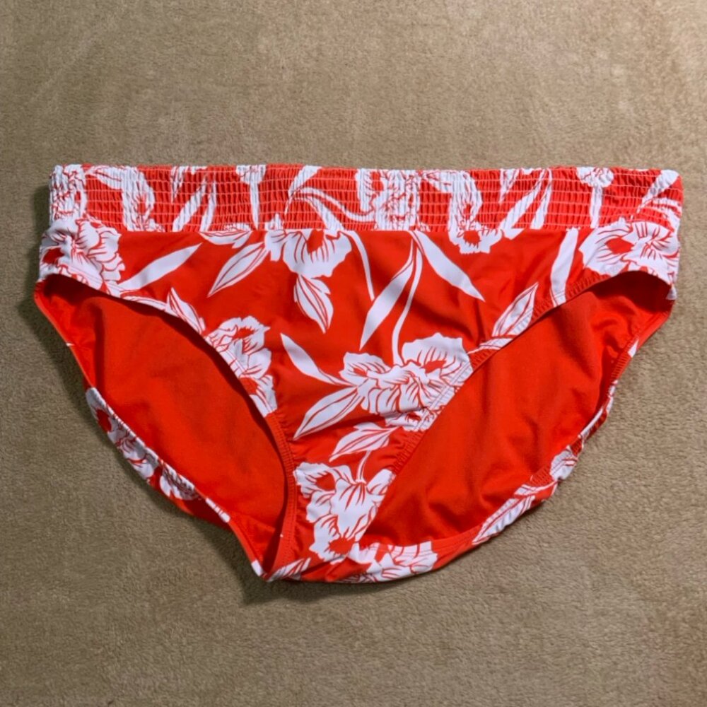 Time & Tru Women's Mix Match 3XL Orange White Sandy Blooms Floral Swimwear‎ (C)
